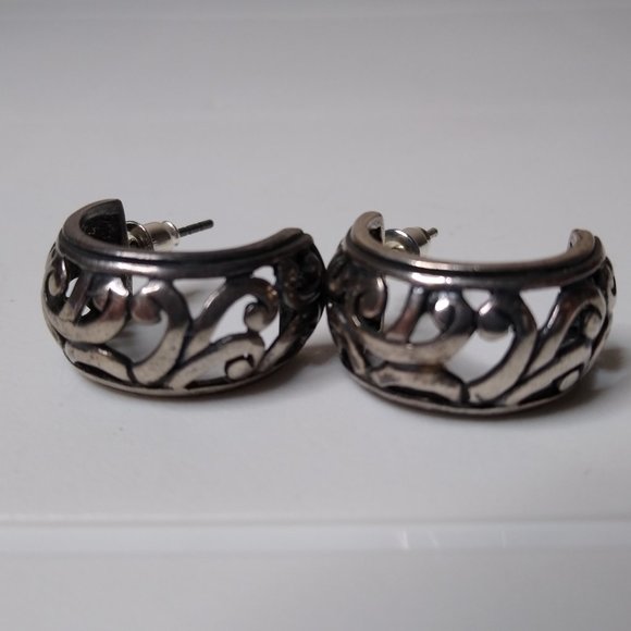 Vintage Metal Half Hoop Earrings - Picture 6 of 13